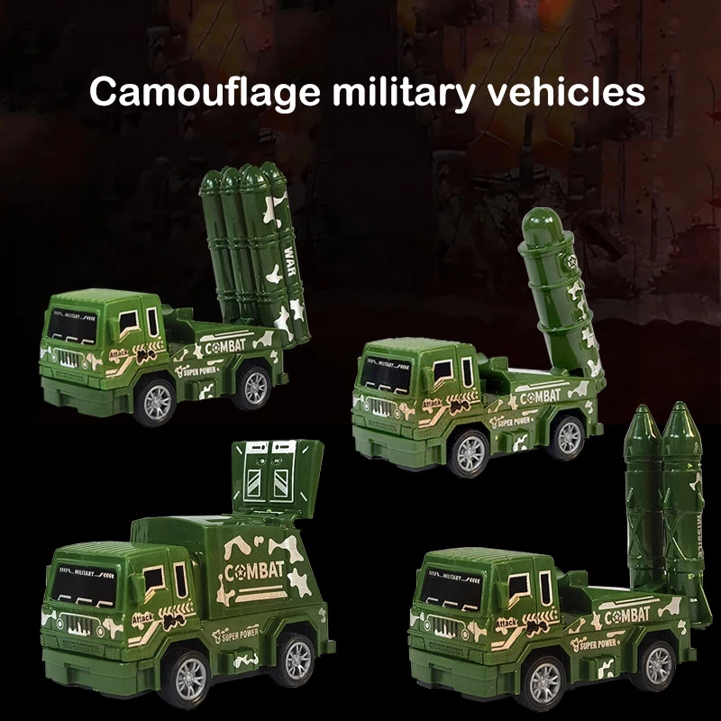 Children Pull Back Car Toys Educational Toy Camouflage Military Vehicle Missile Vehicle Model Joint Can Move Boy Birthday Gifts