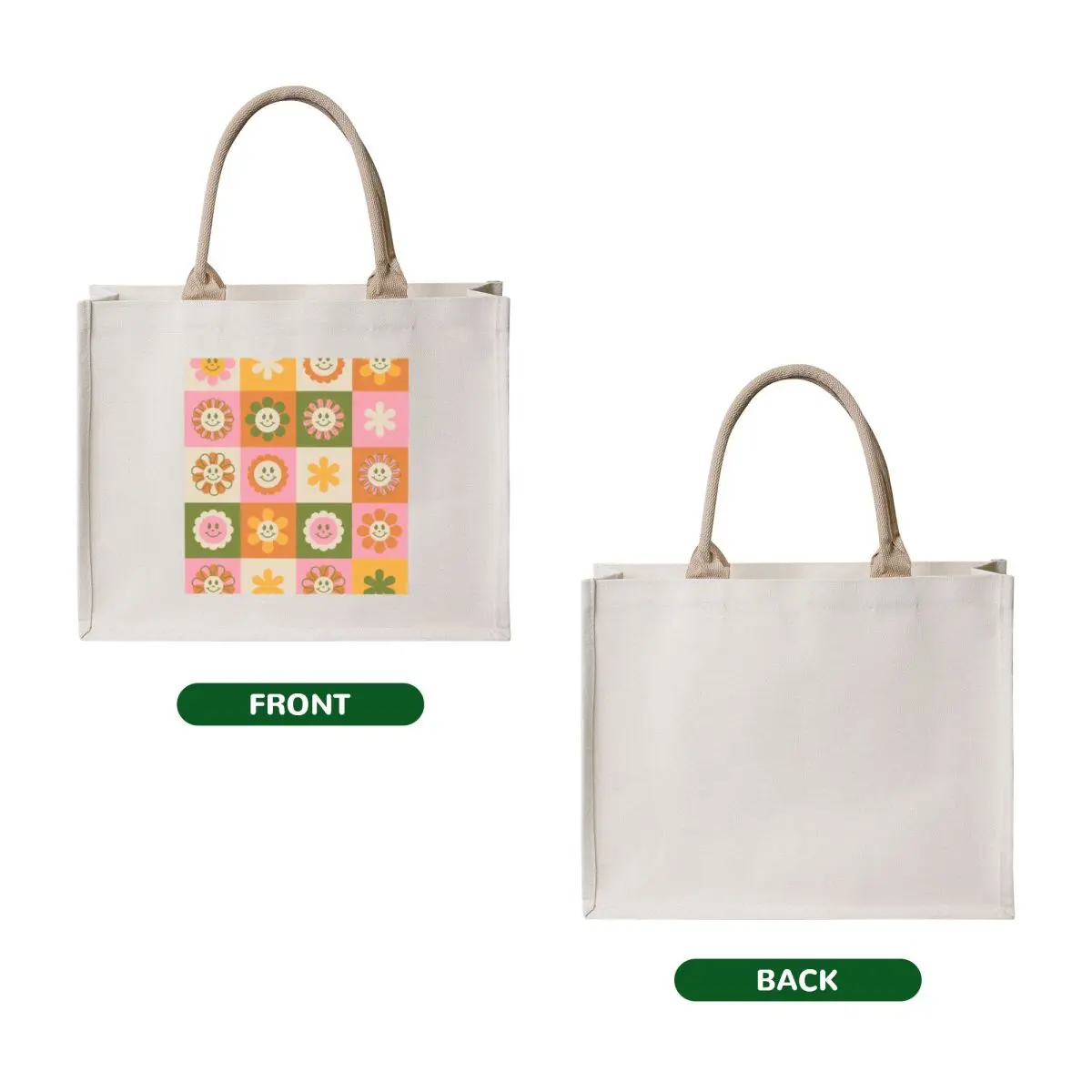 Cheery Floral Checks Tote Bag Women's shopper Canvas stote bag Shopper handbag hand bag