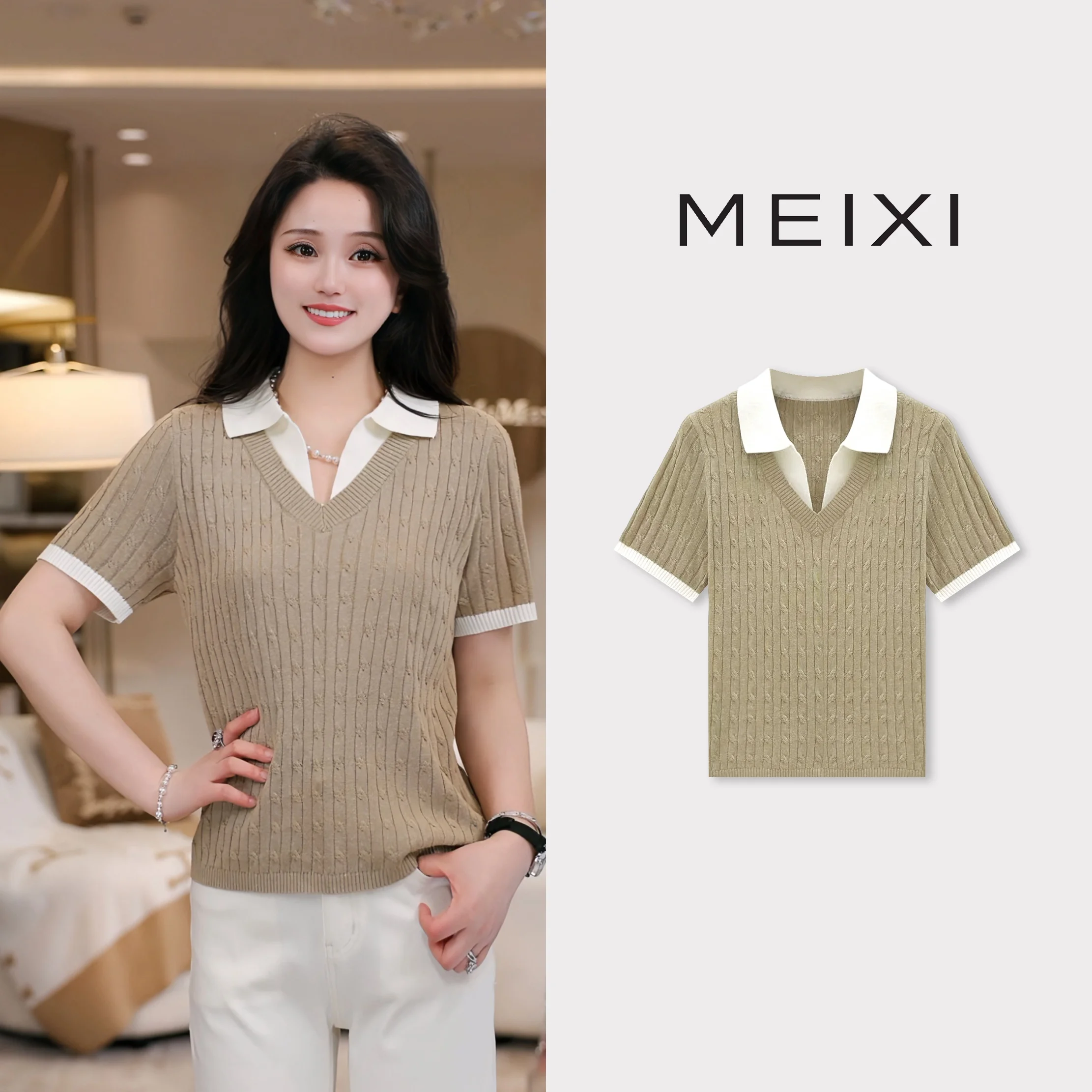 

Минималистичная льняная футболка с коротким рукавом, женская модель, летний цветочный принт, отложной воротник, приталенный крой, дышащая, приятная для кожи.