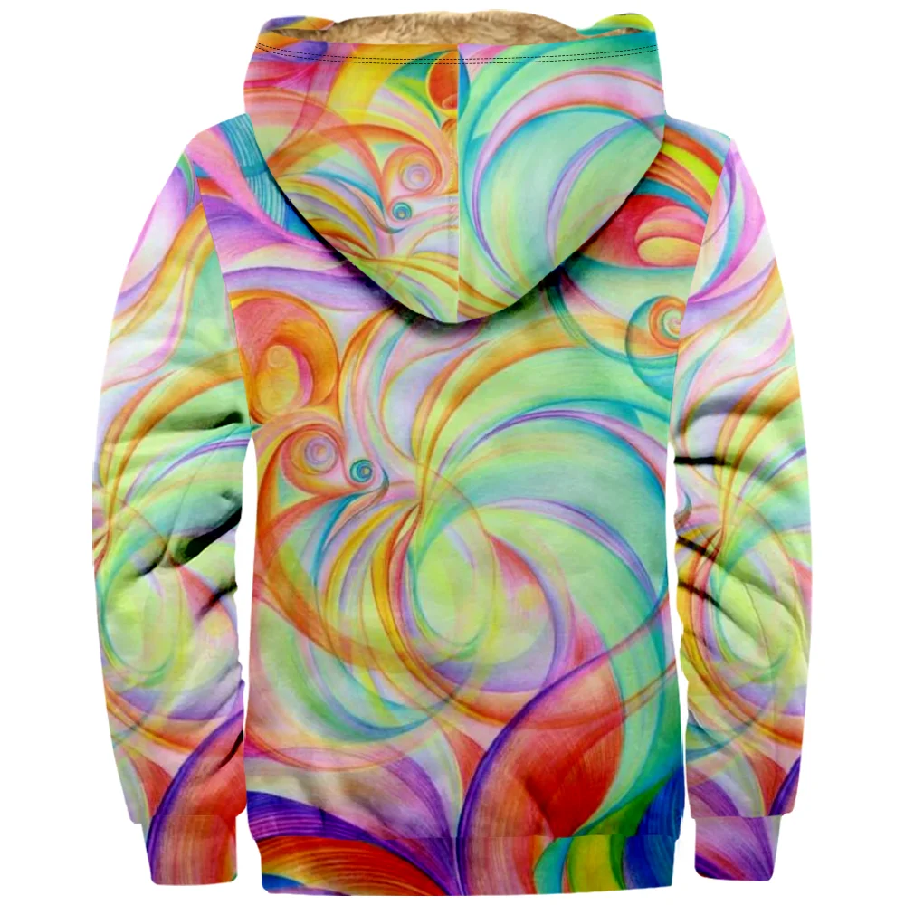 Dizziness Graphic 3D Hoodie Long Sleeve Zipper Sweatshirt Stand Collar Coat Harajuku Streetwear Women Men Winter Clothes