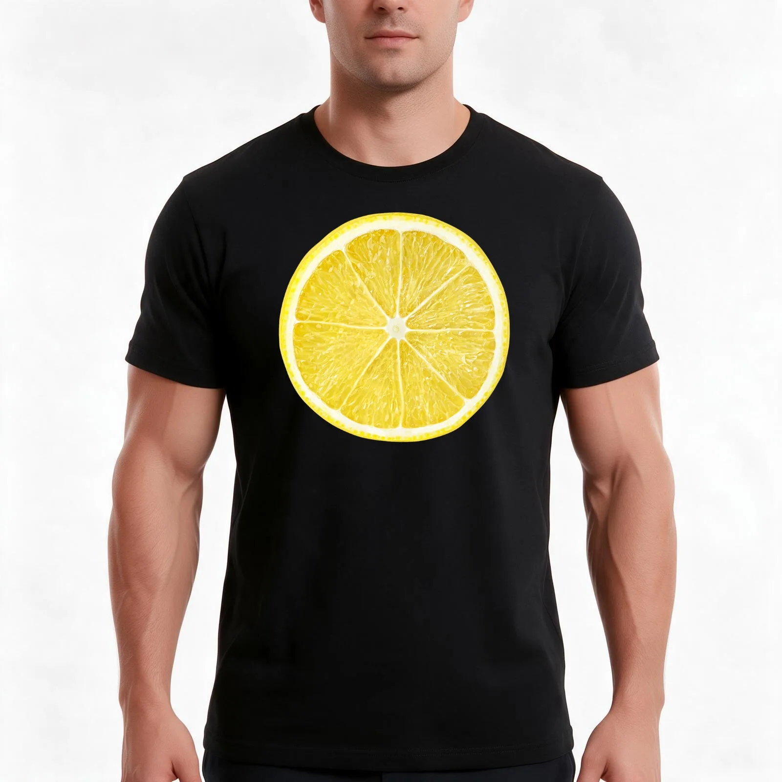 Slice of lemon T-Shirt, Summer Casual Cotton Tee, Oversized Streetwear Tops, Vintage Graphic Print, Loose Fit Short Sleeve