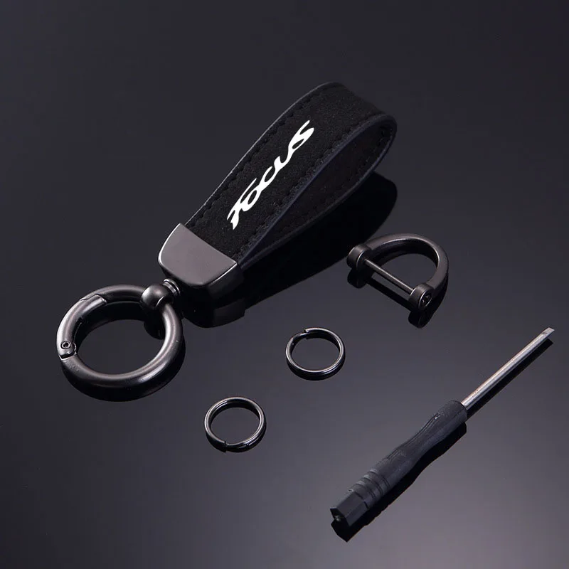 New Women Men Luxury Car KeyRing Suede Leather Car Keychain Accessories For Ford Focus Logo MK1 MK2 MK3 MK4 Fiesta Ranger