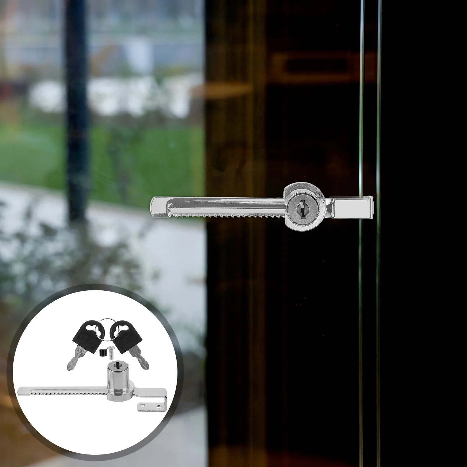 

2 Sets Sliding Glass Cabinet Door Lock Iron Secure Locks for Display Cases Store Homes Refrigerator Freezer Security Slide Door