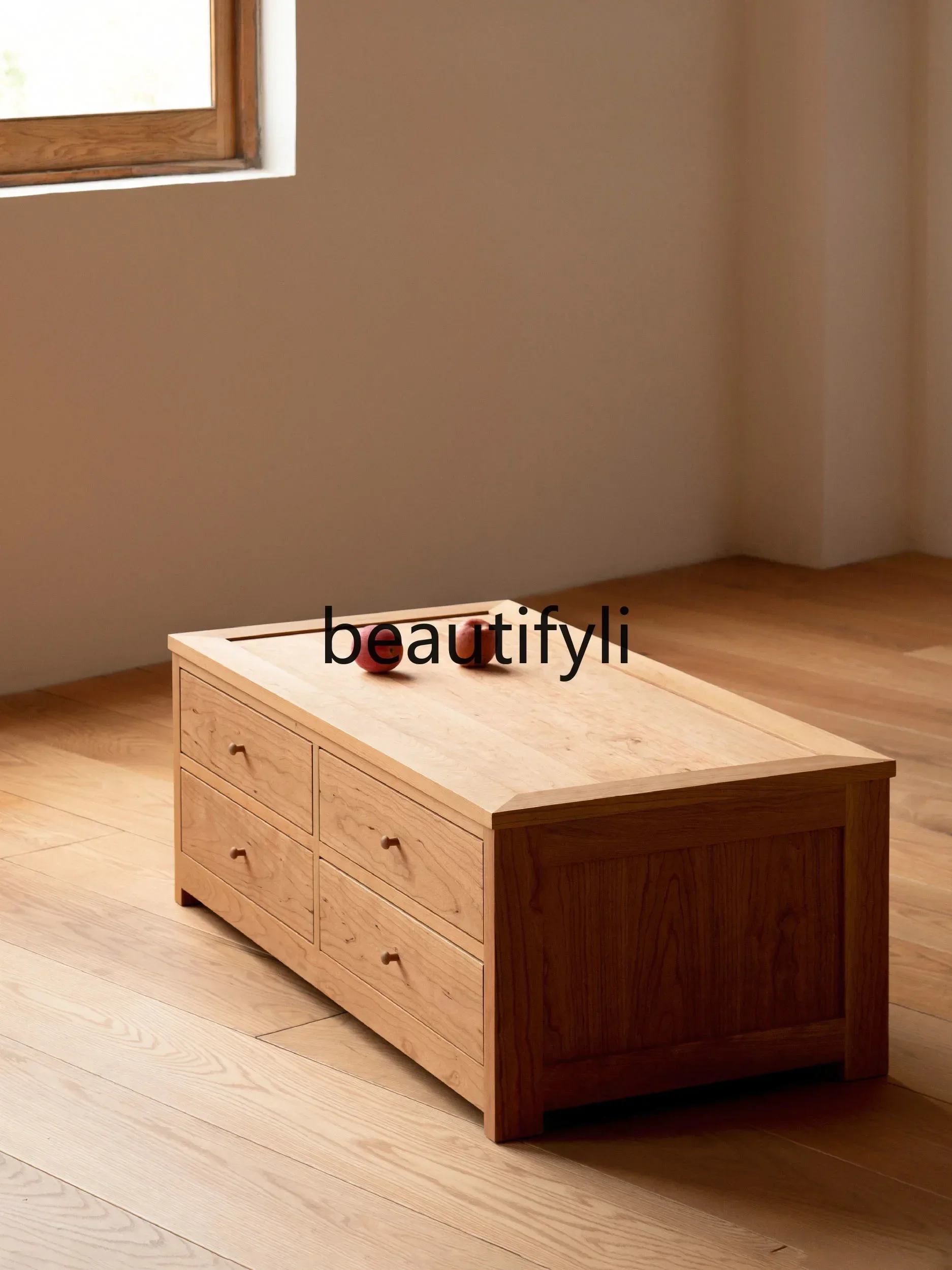 Cy Coffee Table Dining Table Dual-purpose Storage Simple Modern Small Apartment Living Room Solid Wood Tea Table