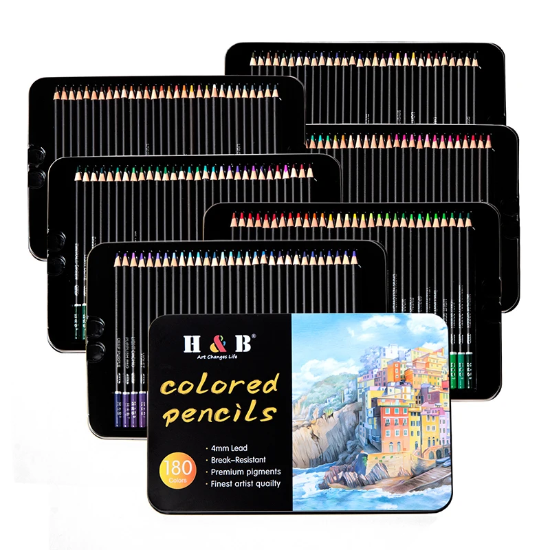 

180pcs Color Pencil Set Drawing Professional Art Set for Painting Sketch Oily Metal Colored Crayon Lead Art School Supplies