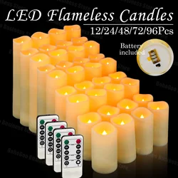 12-180Pcs candele a LED candele senza fiamma con telecomando (2 '* 3/4/5/6') candele per matrimoni candele a batteria decorazioni per caminetti