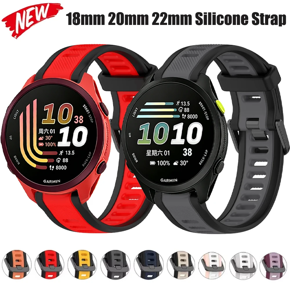 22mm 20mm 18mm Silikonarmband für Garmin Forerunner 170 70 165 265 570 965 970 Sportarmband für Garmin Venu 4/3 Active 6 5