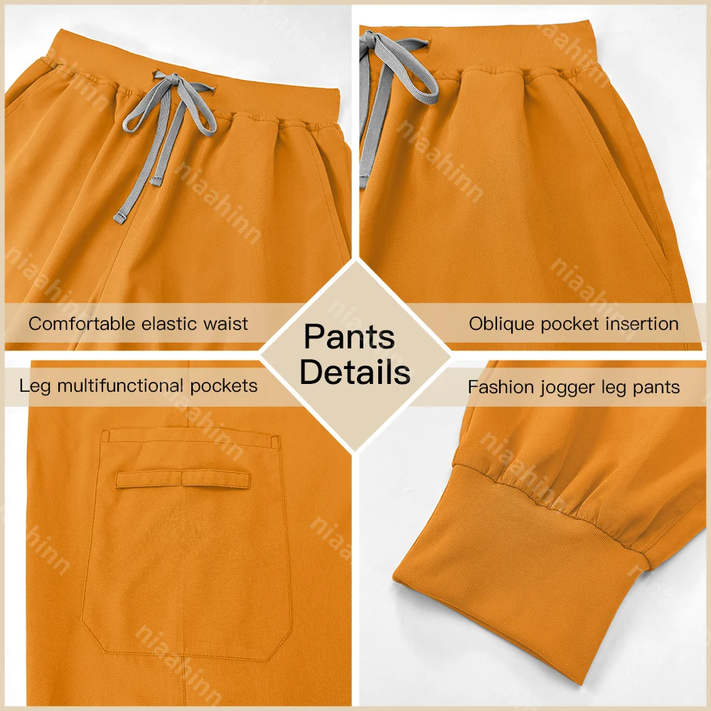 Ensemble de gommage pour femmes, vêtements de travail pour soins infirmiers médicaux, clinique dentaire, médecin, hauts + pantalons, uniforme de travail pour Spa, uniformes chirurgicaux Niaahinn