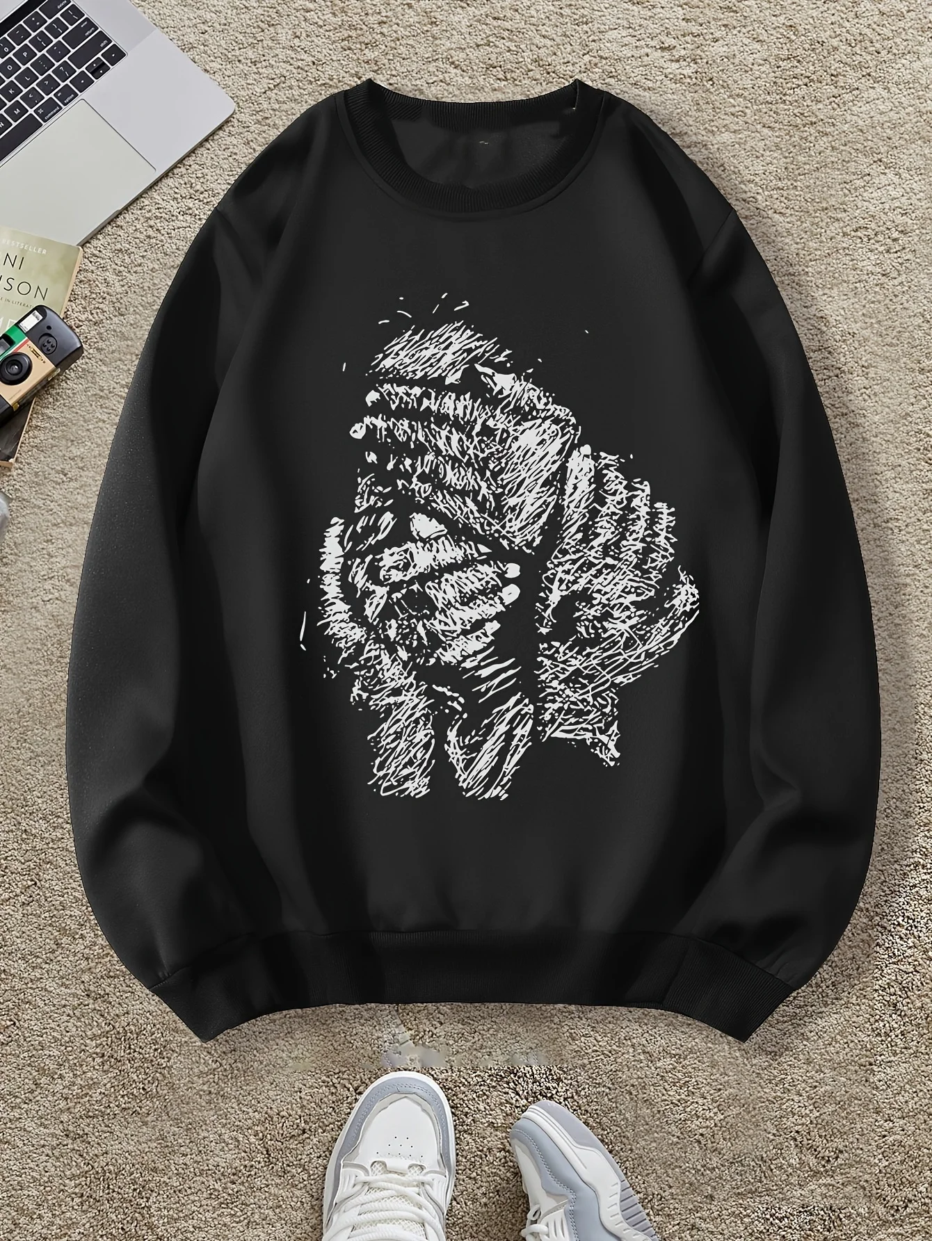 

Готический ручной принт, осенне-зимняя мужская и женская спортивная одежда с длинными рукавами, толстовка, повседневная свободная уличная одежда