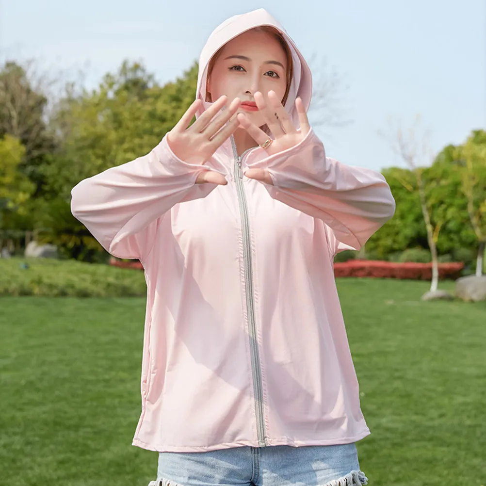 

1Pcs Women Sun Block Cloak Quick-Dry Long Sleeve Sun Protection Cloak Cycling Outdoor Covering Pink Free Size Breathable Uv