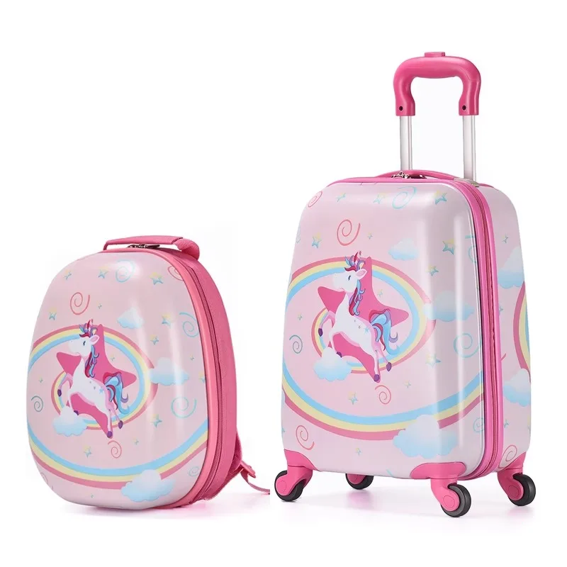 Children's Trolley Case 18 inch Mute Universal Wheel Cartoon Dinosaur Luggage 13 inch Backpack Kid's bag Suitcase