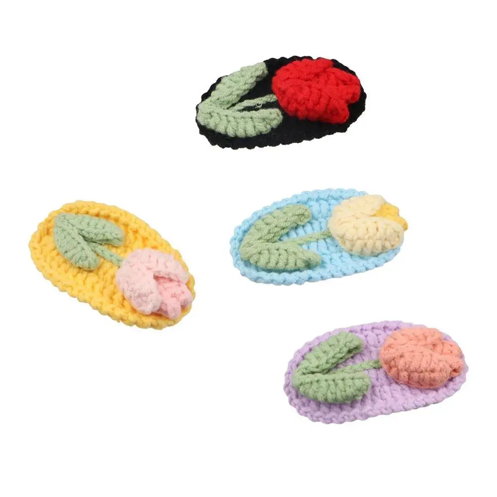 

Wool Knitted Flower Barrettes BB Clip Hair Accessories Crochet Barrettes Side Barrettes Hair Ornament Embroidery Hairpin Makeup