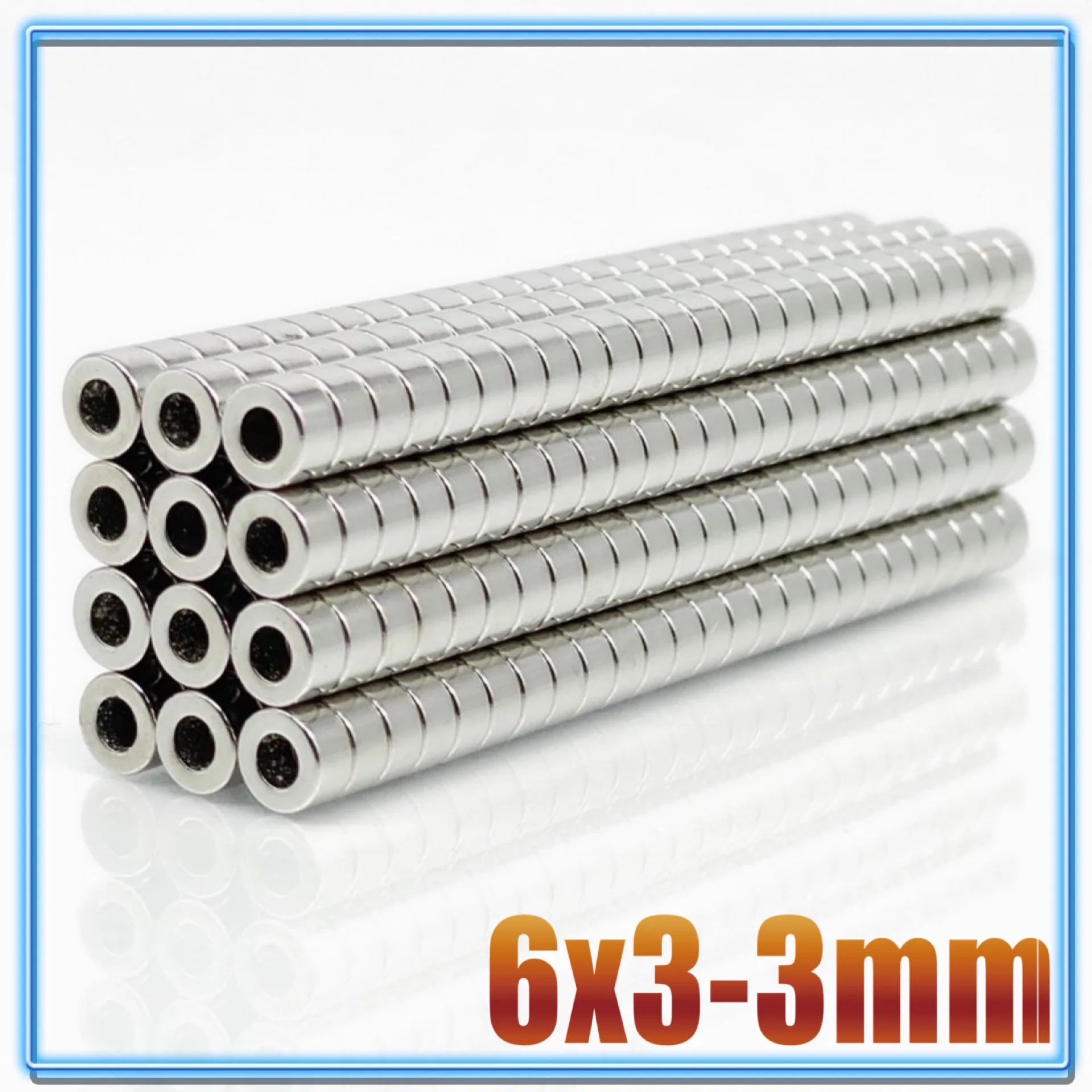 10/20/50/100/500Pcs 6x3 Hole 3 N35 Super Strong Permanet Round Neodymium Straight Ring Magnet Rare Earth Magnets 6*3 Hole3