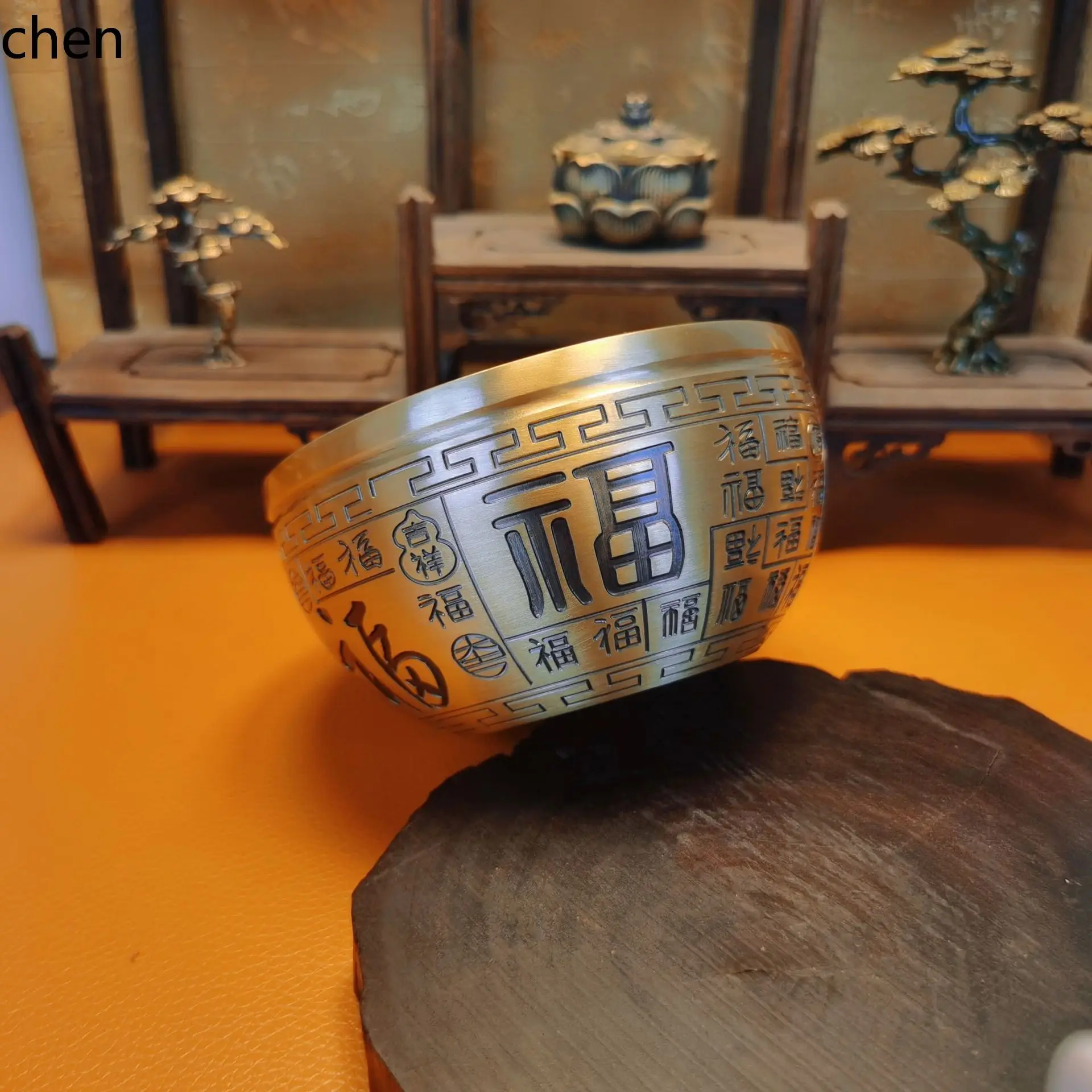 CZ copper craft ornaments home decorations brass bowl, hundred blessings bowl, large fortune character bowl