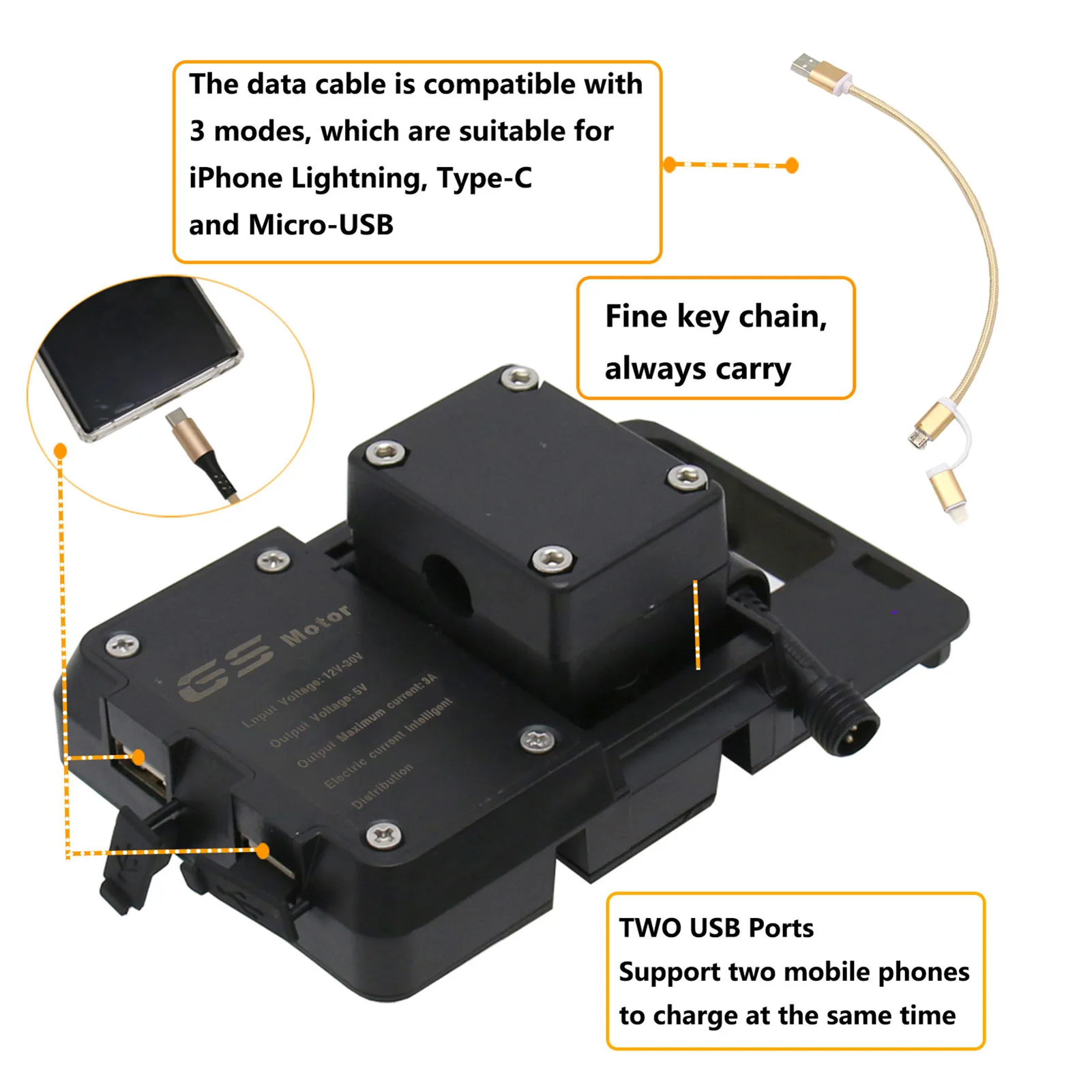 Mobile Phone Navigation Bracket Accessories with USB Charger  Replacement for BMW R1200GS  LC&Adventure S1000XR R1200RS