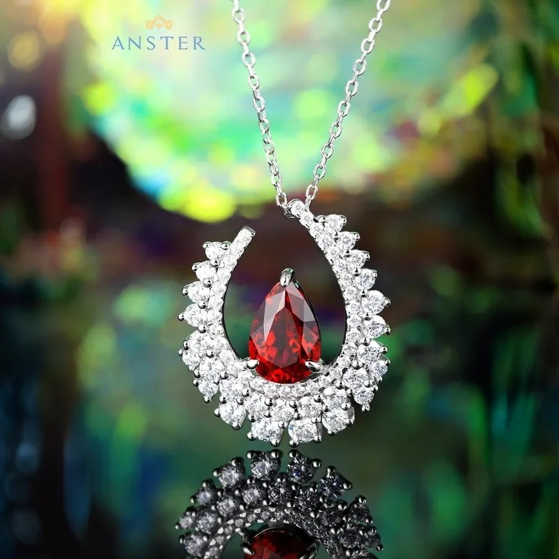 Elegant Women’s Sterling Silver Necklace with Genuine Lab Created 2 Carat Ruby Sapphire Emerald Pendant Hypoallergenic Dainty Ch