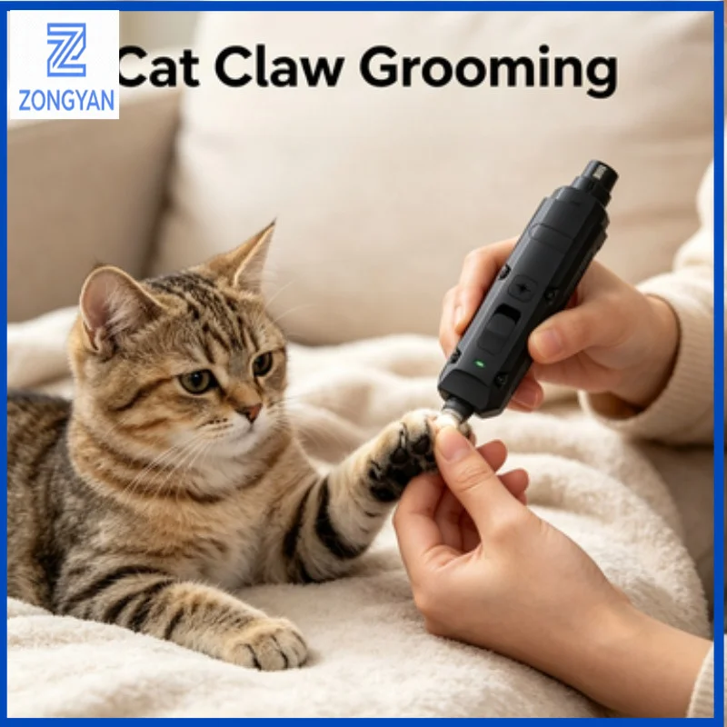 ZONGYAN Electric Pet Nail Grinder Dog Cat Paw Trimmer Safe Painless Toenail File Clipper Grooming Tool for Small Medium Large