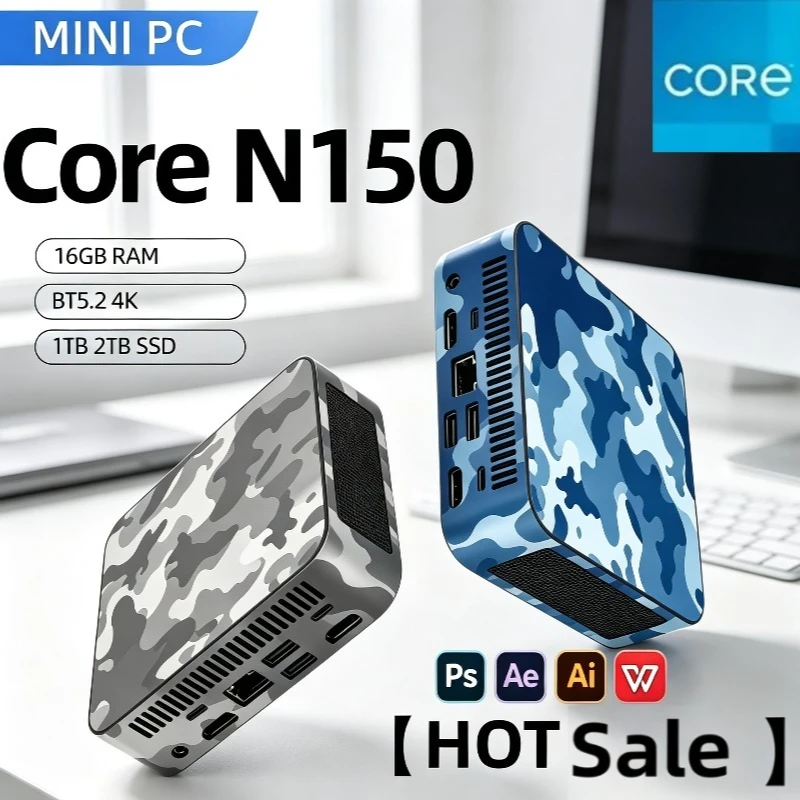 Slim 2026 New Intel Core N150 MINI PC 16GB RAM 1TB 2TB SSD WIFI 6 BT5.2 4K HD Mini Gaming Office Study Pc
