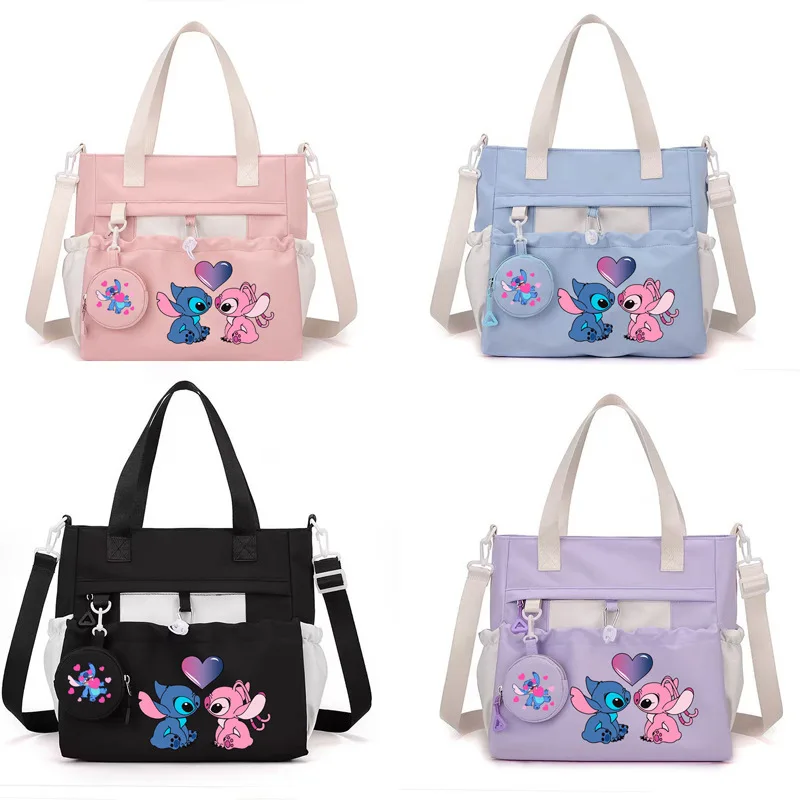 

Cute Stitch Crossbody Bag Nylon Harajuku Trend Simple Large Capacity Shoulder Bags Women Anime Figures Leisure Bag Packet Gift