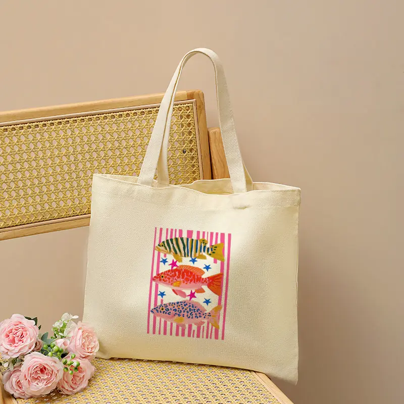 

Maximalist Tropical Fish Trio Casual Tote Bag, Reusable Fashion Backpack, Multi-functional Handbag Shopping Bag Fish Lover Gift