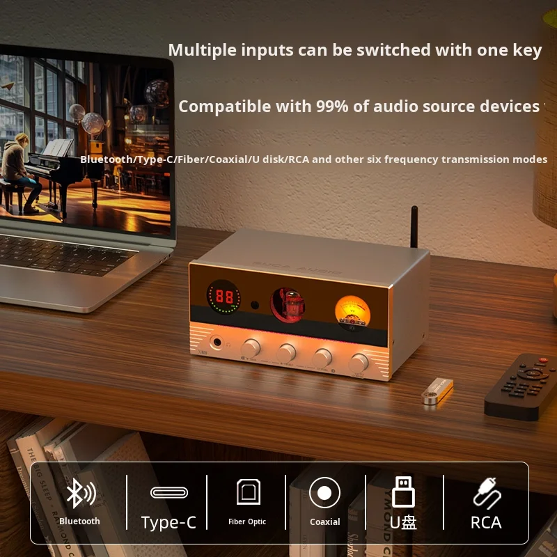 2025 Best Voice Actor Creation X10 Metal Tube Amplifier for Bluetooth 5.4 Audiophile-Grade Home Digital USB Decoder System