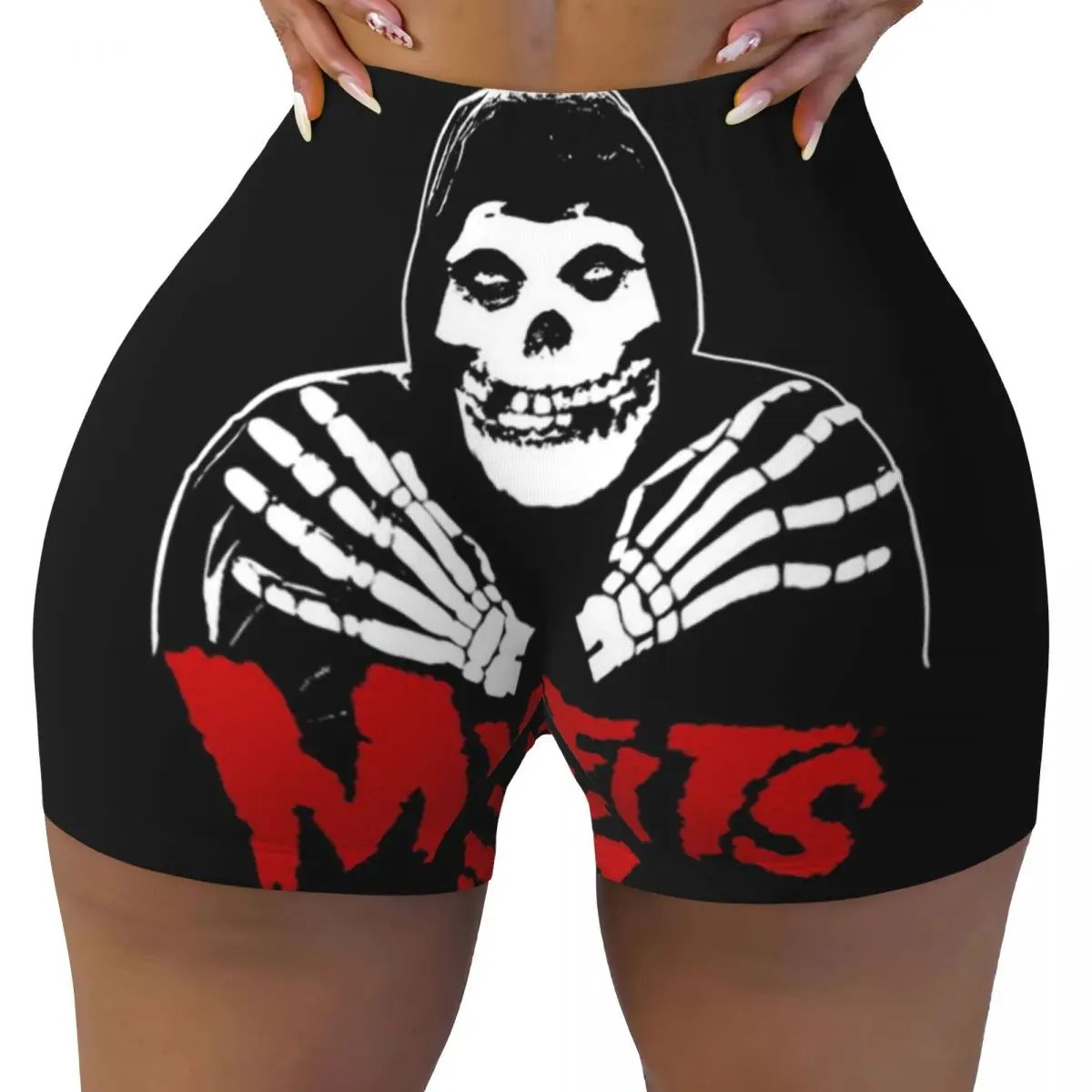 Custom Punk Rock Band Misfits Gym Volleyball Biker Shorts Women's Workout Yoga Shorts