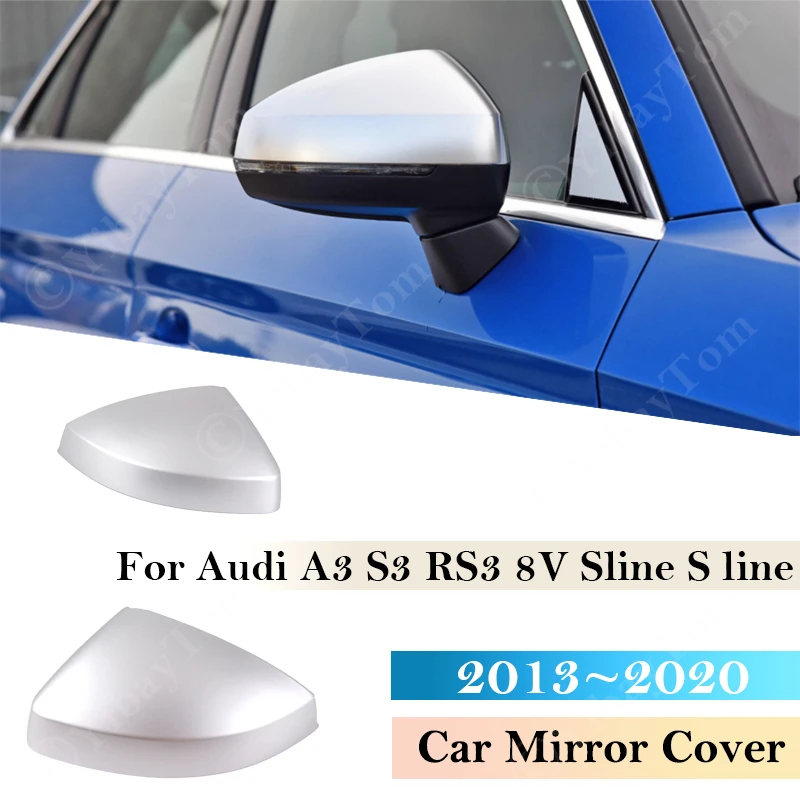 

For Audi A3 S3 RS3 8V Sline S line 2013 ~ 2020 Rear View Side Wing Mirror Cover Caps Silver Carbon Pattern Black Car Accessories