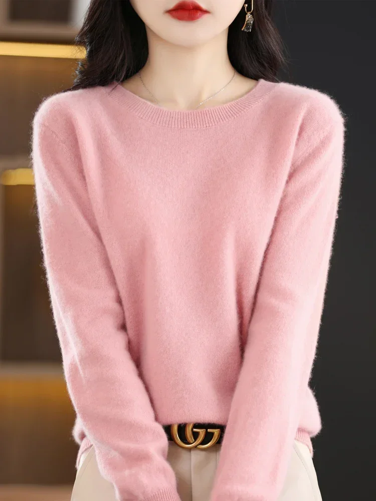 Women 100% Merino Wool Sweater O-Neck Long Sleeve Cashmere Knitwear Pullover Aliselect Fashion Autumn Winter Clothing Tops