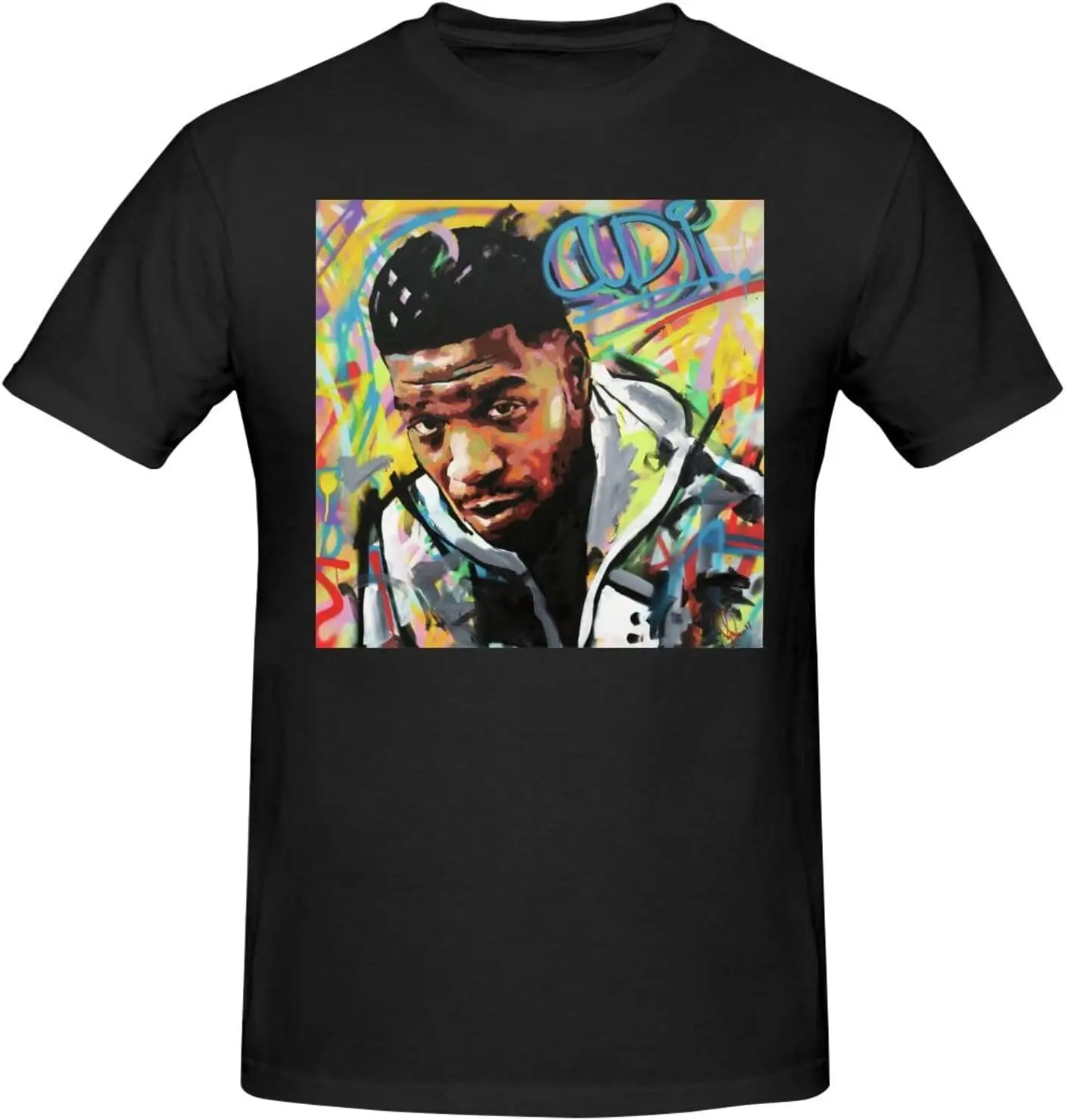 Kid Music Cudi Men's T-Shirt Graphic Short Sleeve Tee Crewneck Casual Tops Shirt Black