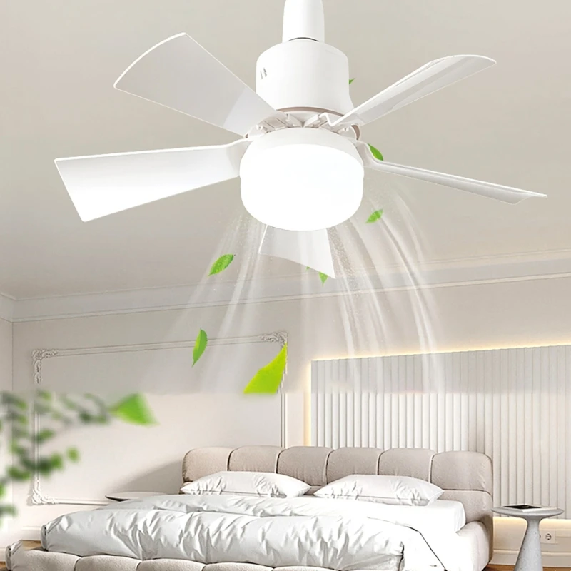 Detachable Ceiling Fan Light 30W E27 Mount Intelligent Electric Fan Lamp with Remote for Room Study Restaurant