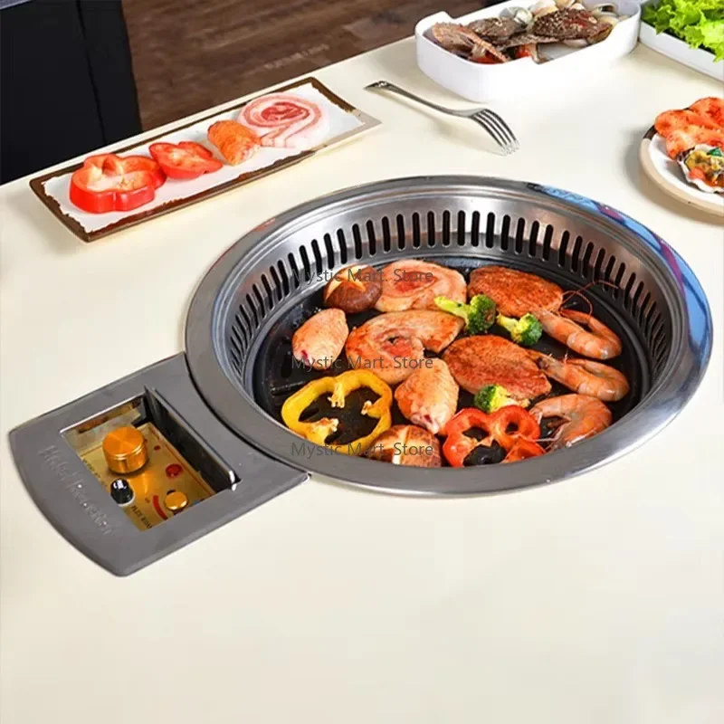 Korean Smokeless Charcoal BBQ Grill Stainless Steel Commercial Restaurant Equipment Even Heating Easy Clean Perfect Barbecue Too