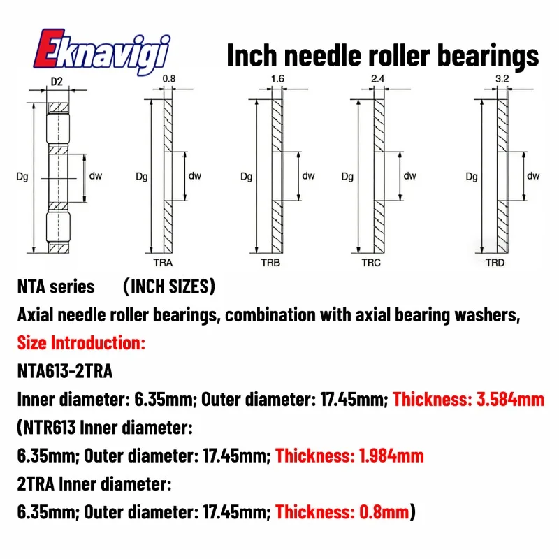 1/2/5PCS INCH sizes NTA Axial needle roller bearings NTA411 512 613 815 916 1018 1220 1423 1427 1625