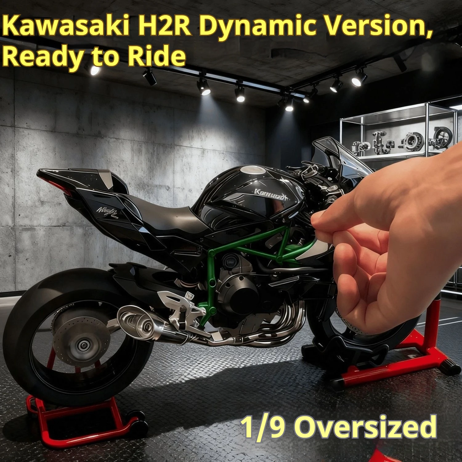 Kawasaki Ninja H2R Modello dinamico in scala 1:9 - Motocicletta in lega effetto fumo in confezione regalo, auto da collezione