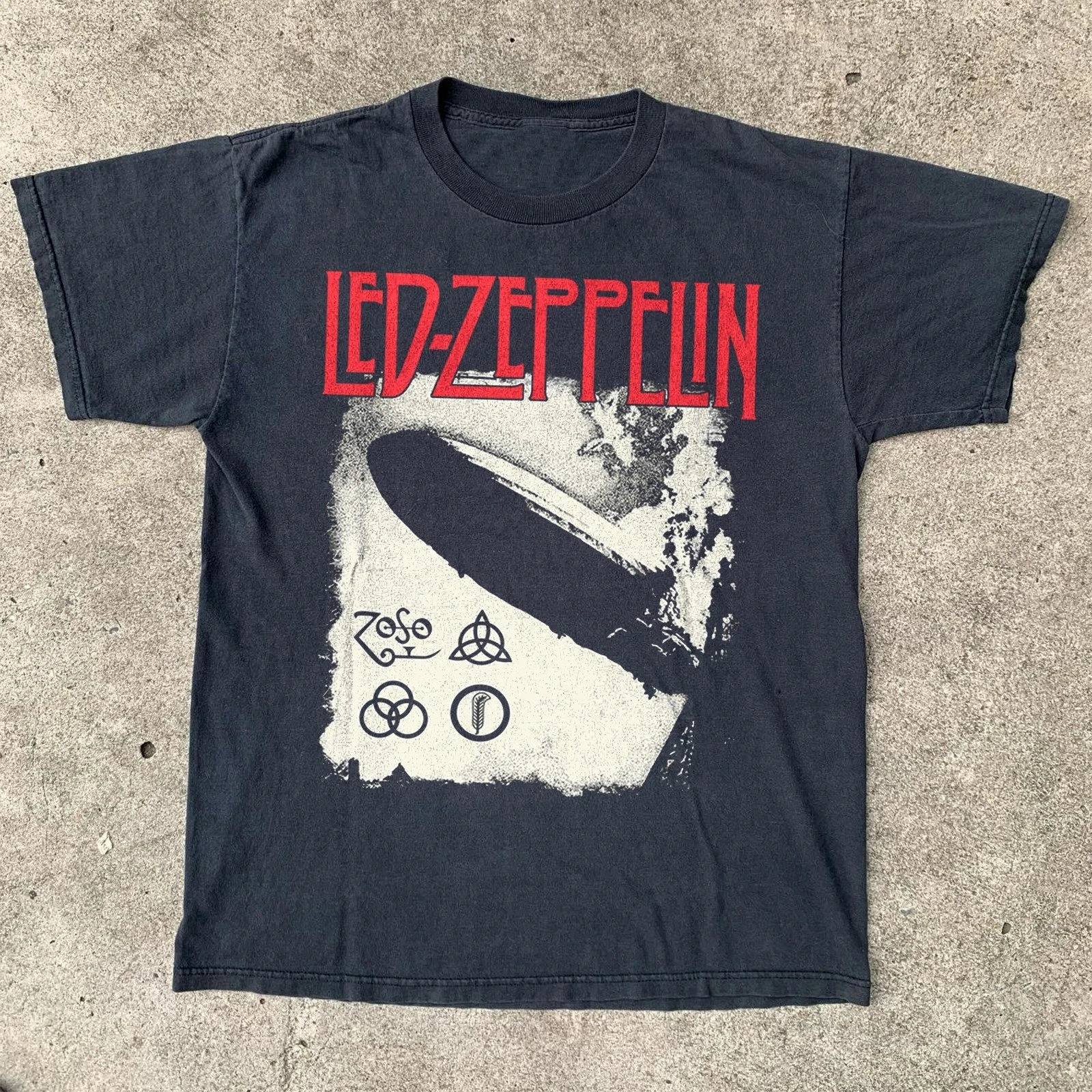 Camiseta de Verano para Hombre, 100% Algodón, Estilo Vintage Led Zeppelin, Holgada, Transpirable, Ideal para Uso Diario
