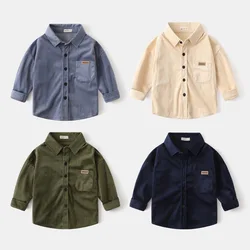 Children Boys Long Sleeve Shirts New Autumn Corduroy Warm Babys Boys Outerwear Turn Down Collar Cotton Solid Toddler Boys Coats