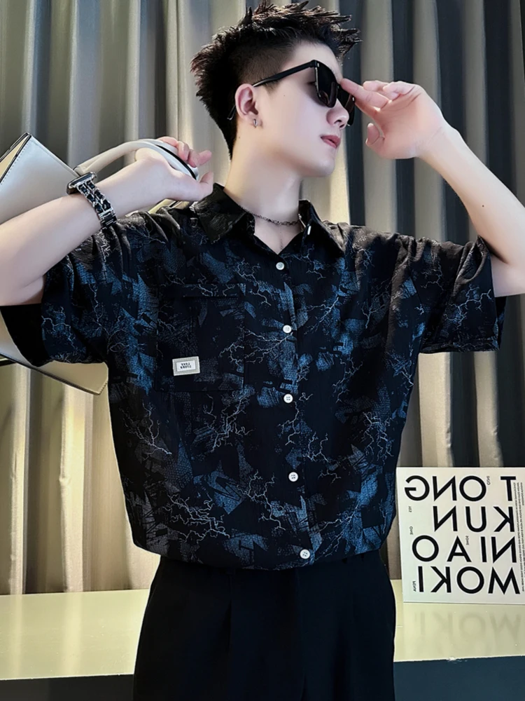 Summer Ice Silk Casual Thin Short Sleeve Men's Shirt Half Sleeve Fashionable Loose Fit Youth Wear Summer No Ironing Required