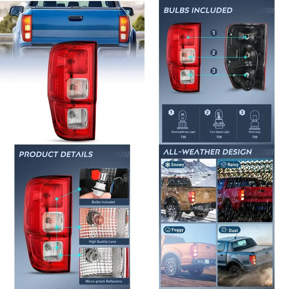 

Ford Ranger XL 2019-2023 Left Driver Side Rear Tail Light, Halogen, OE Style, No Blind Spot