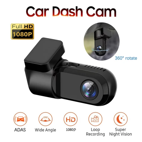 HD Mini coche DVR Dash Cam cámara frontal del coche con visión nocturna 360 °   Grabador de vídeo de rotación para unidad de navegación Android ADAS LDWS