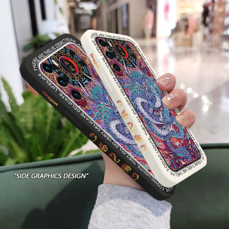 Palace Dragon Phone Case For Huawei P40 P50 P30 P20 Pro Lite Nova 5t Y7A Mate 40 Pro Lite Liquid Silicone Cover