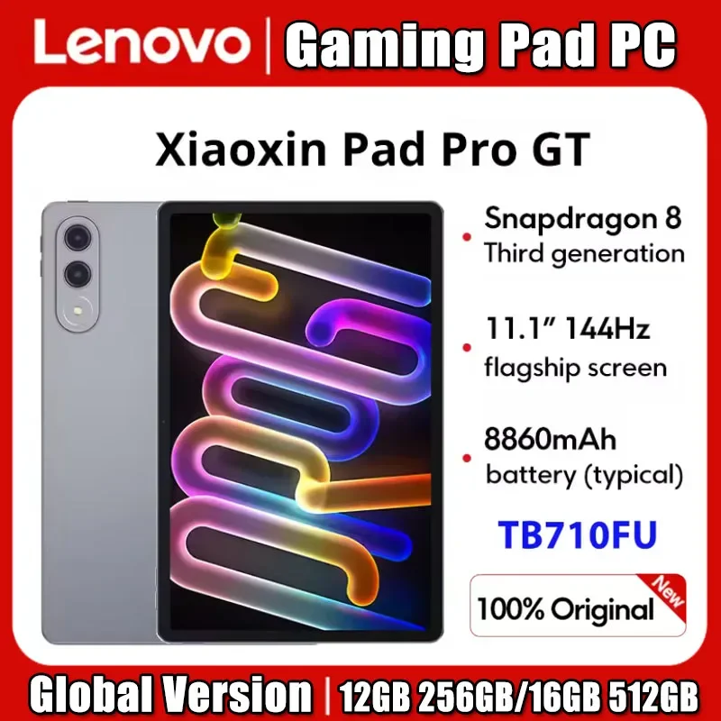 New Lenovo Xiaoxin Pad Pro GT Tablet 11.1'' 3.2K LCD 144Hz Display Snapdragon 8 Gen 3 CN Version 8860mAh Android Pad Pc