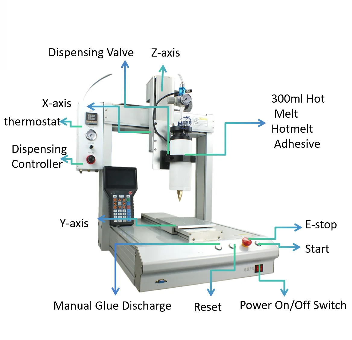 300ml Single-station Pneumatic Hot Melt Glue Dispenser Precision Automatic Gluing Machine Thermostat Industrial Cartons