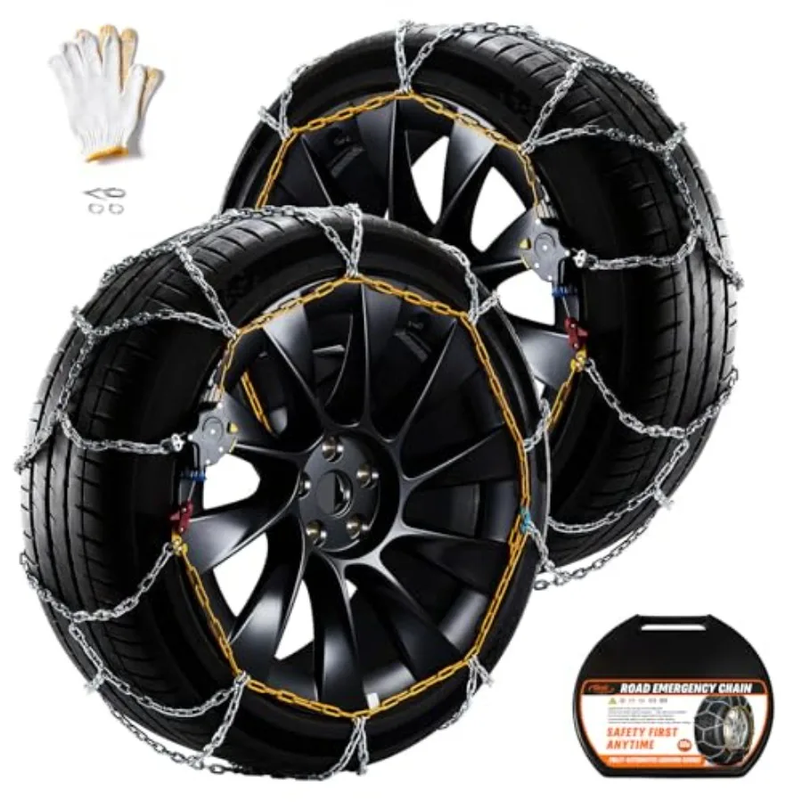 

Snow Chains for SUV Tire Chains Compatible with Tesla Model Y Cars 1 Min Quick Fit Easy Chainsaw Reusable Universal Emergency T