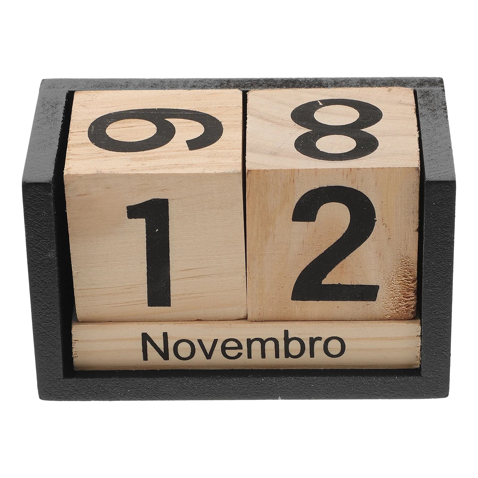 

Wooden Perpetual Block Calendar Desktop Simple Style Tabletop Calendar Month Date Display Gift for Office Home