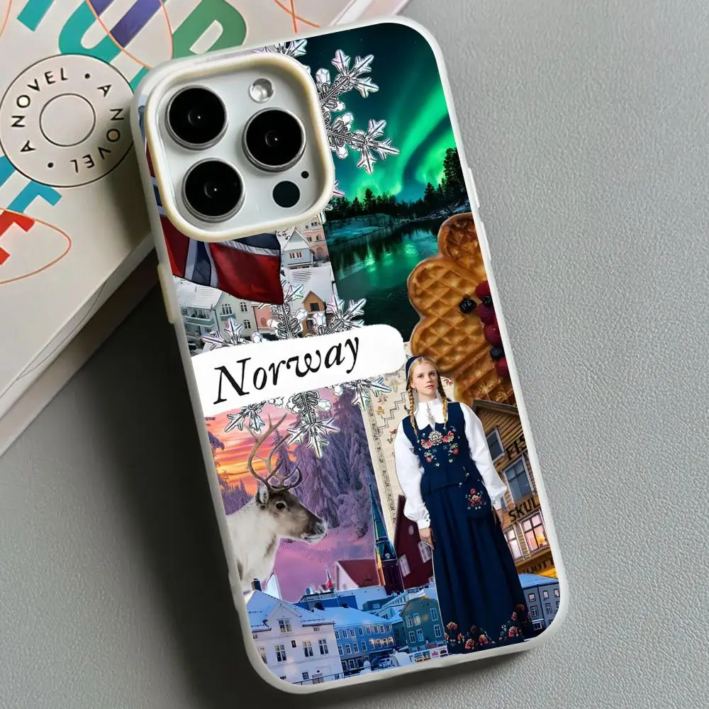 

Norway Flag Jelly Double layer White Mobile Phone Case for iPhone 17 16 15 14 13 12 11 Air Pro Max Plus Protective