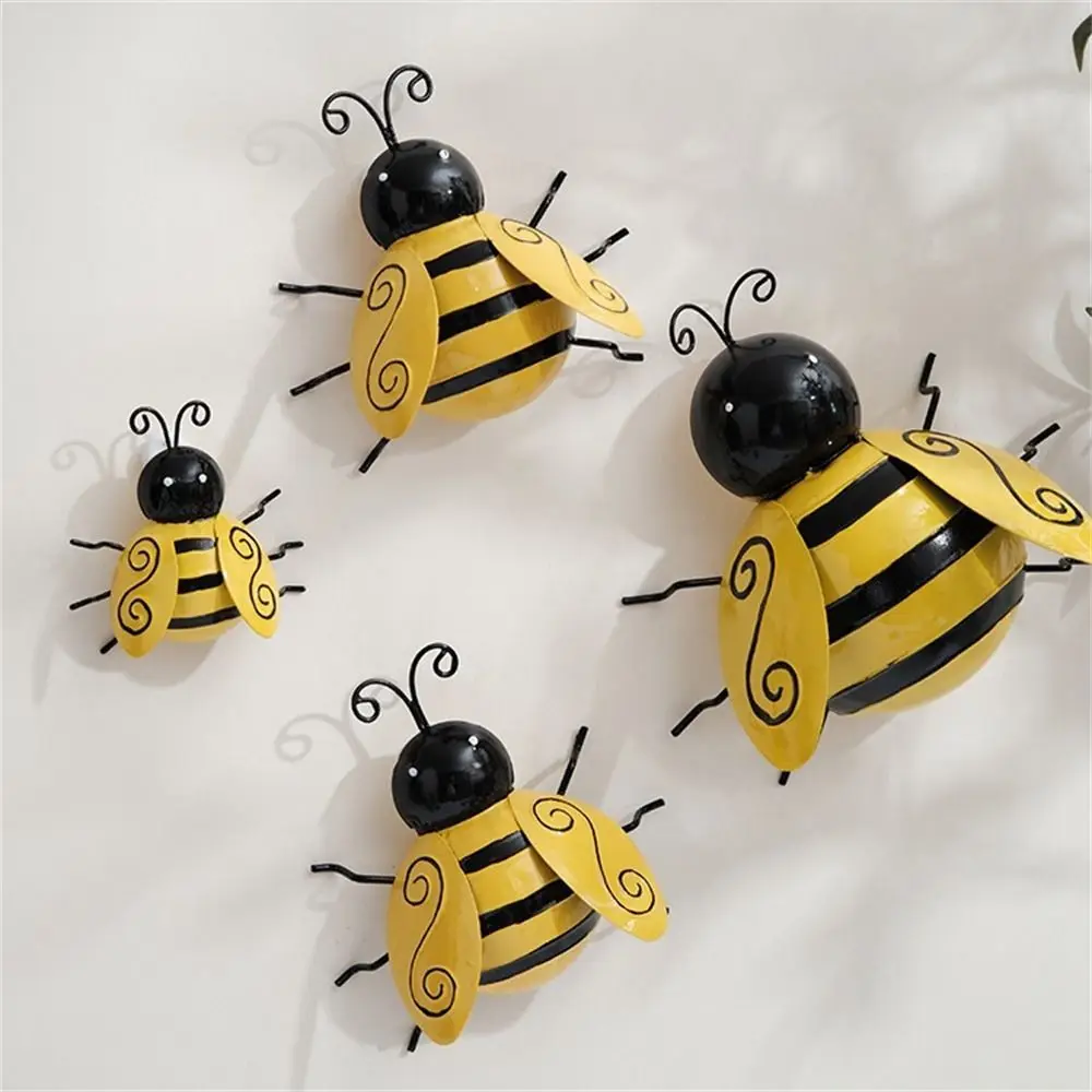 Cute Bumble Bee Backyard Garden Accent Play House Decorative Wrought Iron Ornaments Home Garden for Outdoor