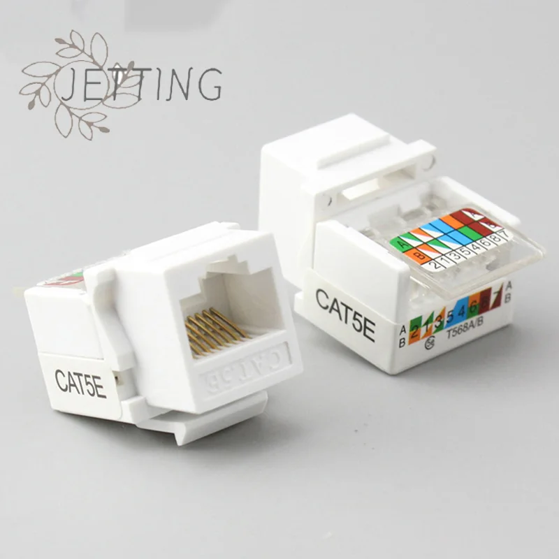 Hot 10Pcs RJ-45 CAT5e Keystone Jack Ethernet Network Keystone JackClip Module Wall Plug Connector Cat5 Keystone Jack