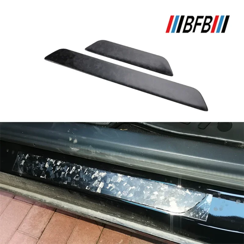 

For Tesla Model Y Model 3 Real Dry Carbon Fiber 20-21 bright marble threshold trim welcome pedal case modification Accessories