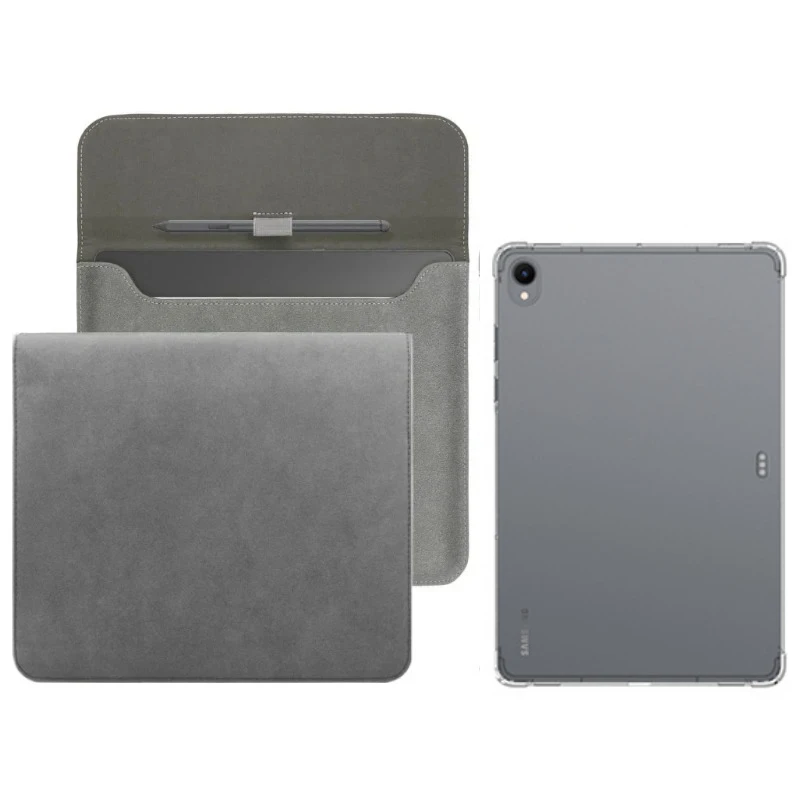 

2-IN-1 For Samsung Galaxy Tab S11 SM-X730 SM-X736B 11" Clear TPU Shockproof Back Cover Case + Slim Tablet Storage Sleeve Bag