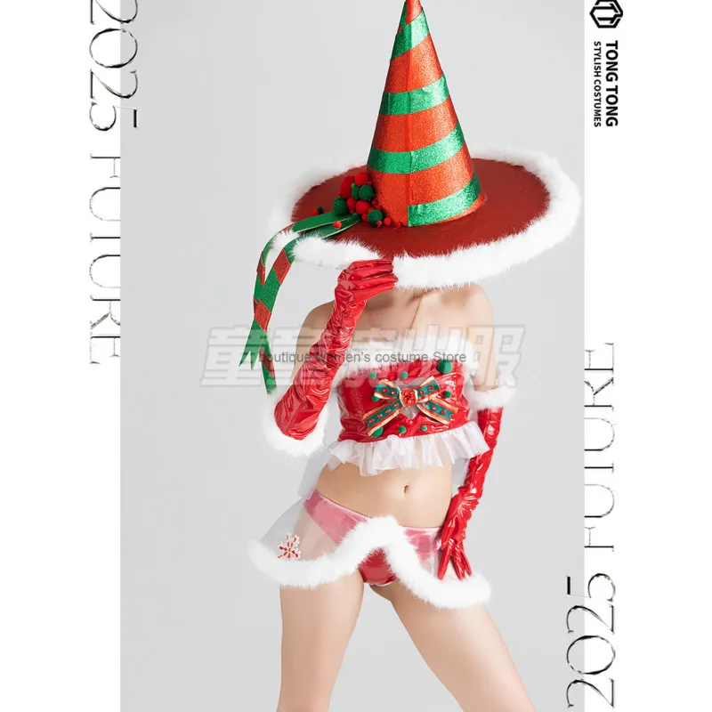 

Christmas Cosplay Atmosphere Group Bar Gogo Performance Costume New Sexy Candy Red Nightclub DS Outfit