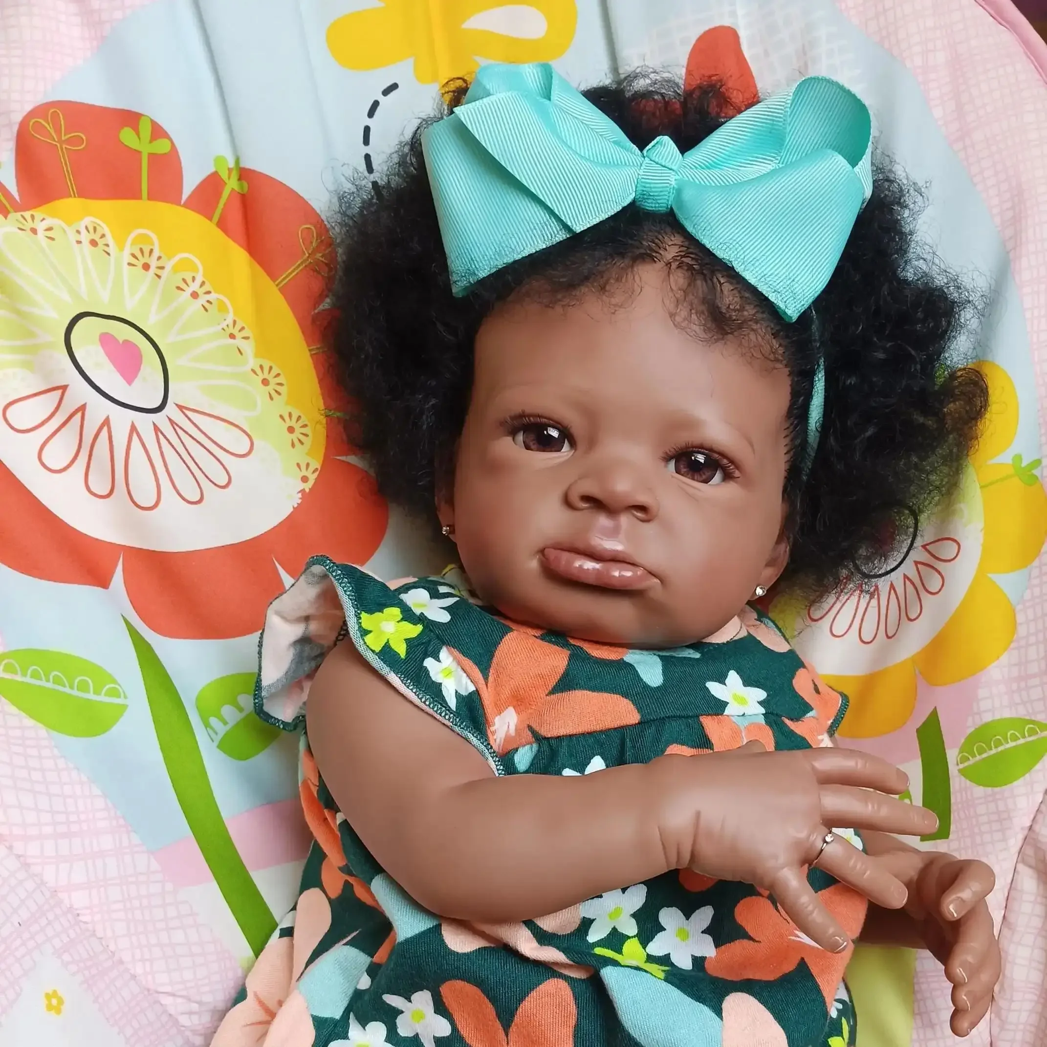 

Risbecko 20 Inch Lifelike Black Reborn Baby Doll - African American Soft Cloth Body Doll - Birthday Gift/Christmas Gift
